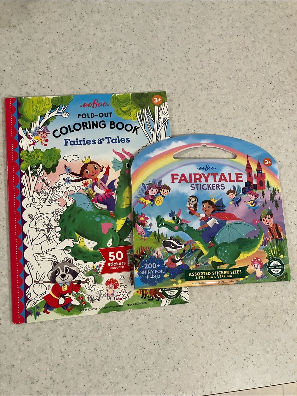 2 Pc Lot: Fairytale Stickers 200+ & Fold-Out Coloring Book FAIRIES & TALES